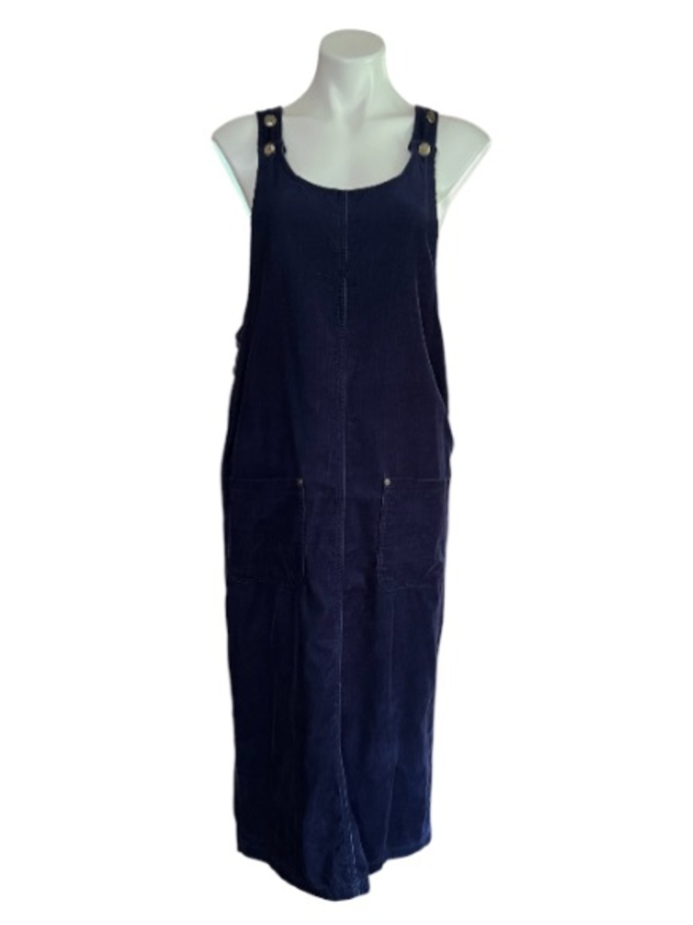 Modest Navy Corduroy Jumper Dress Pinafore Overall Dress Basic Editions Small
